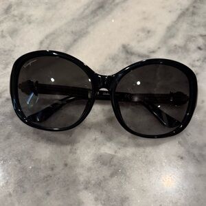 Salvatore Ferragamo Black Oversized Sunglasses